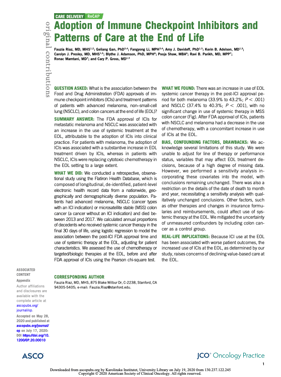 Adoption of ICIs and patterns of care at the end of life