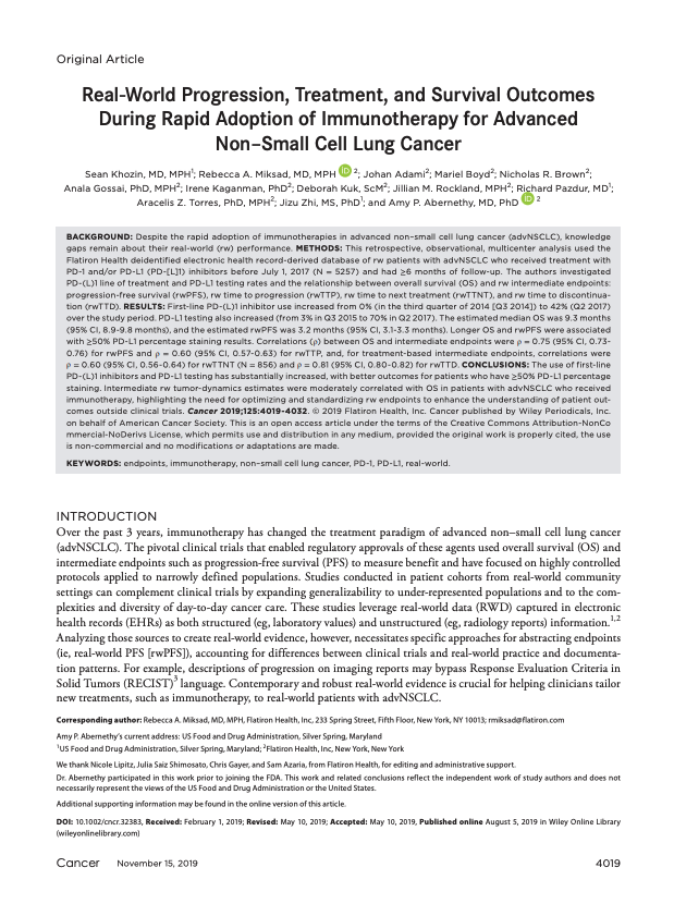Real-world progression treatment and survival outcomes