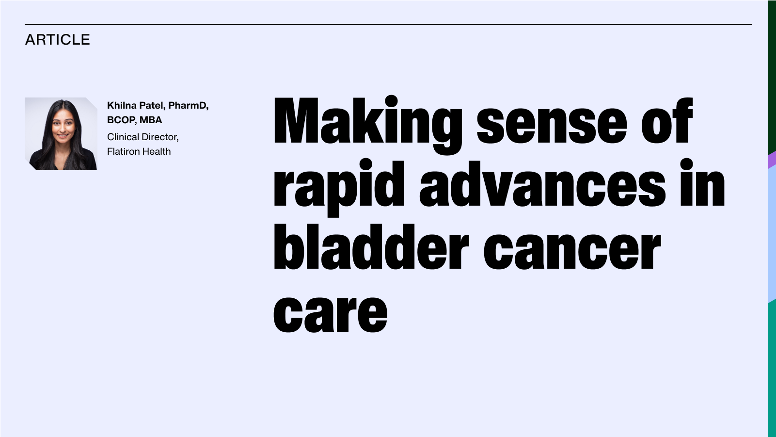From innovation to strategic insight: making sense of rapid advances in bladder cancer care