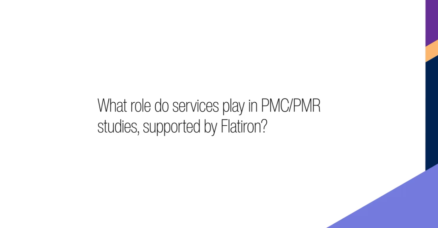 What role do services play in PMCPMR studies, supported by Flatiron