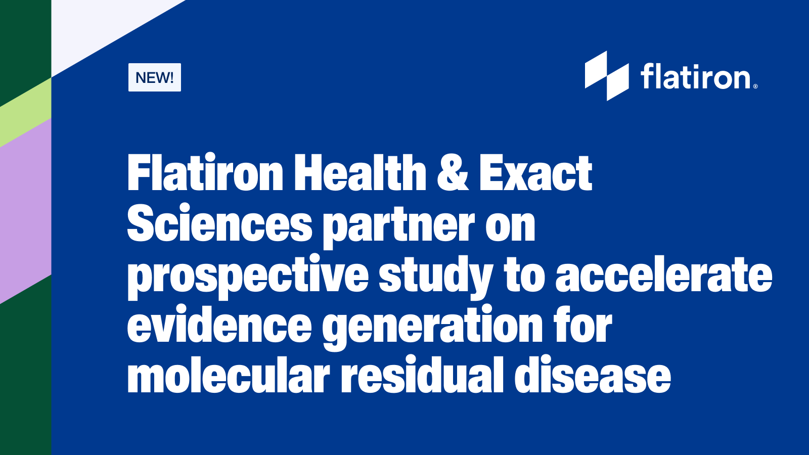 Flatiron Health and Exact Sciences partner to advance clinical evidence generation for molecular residual disease testing